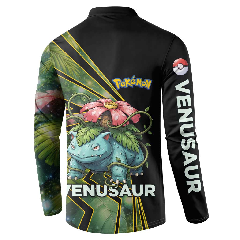 Venusaur Poké Button Sweatshirt Jungle Flora Comic Style