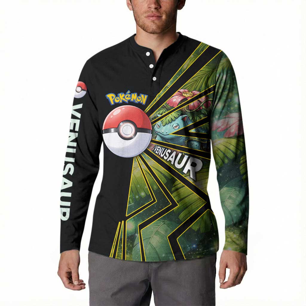 Venusaur Poké Button Sweatshirt Jungle Flora Comic Style