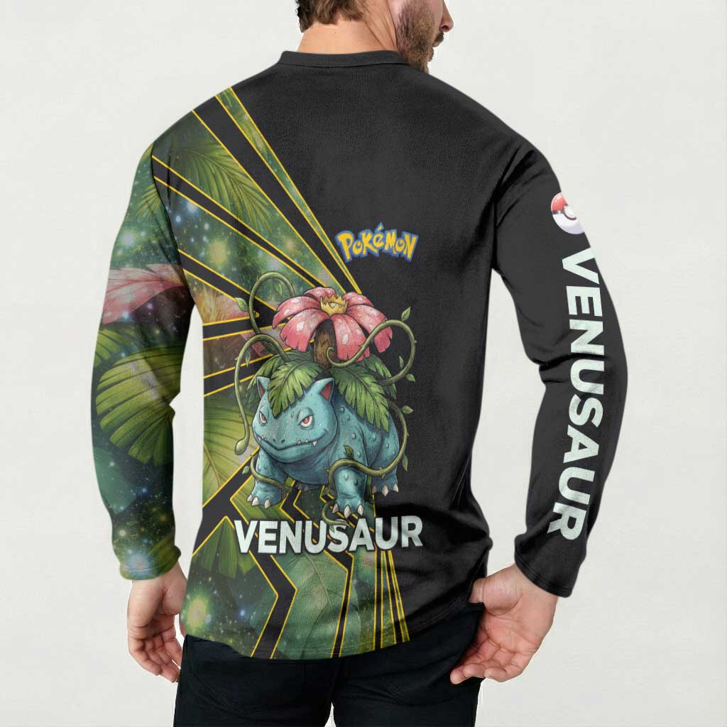 Venusaur Poké Button Sweatshirt Jungle Flora Comic Style