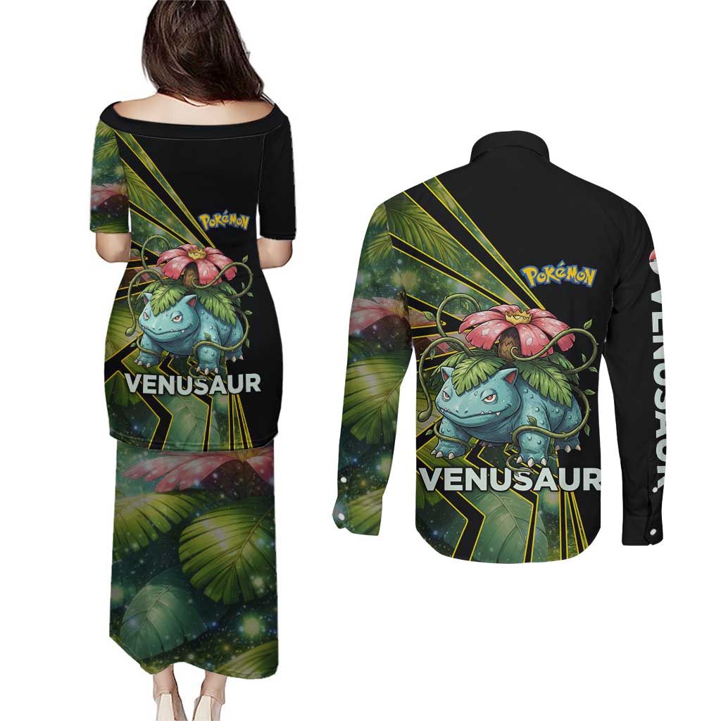 Venusaur Poké Couples Matching Puletasi and Long Sleeve Button Shirt Jungle Flora Comic Style