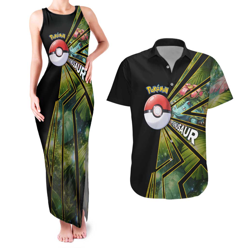Venusaur Poké Couples Matching Tank Maxi Dress and Hawaiian Shirt Jungle Flora Comic Style