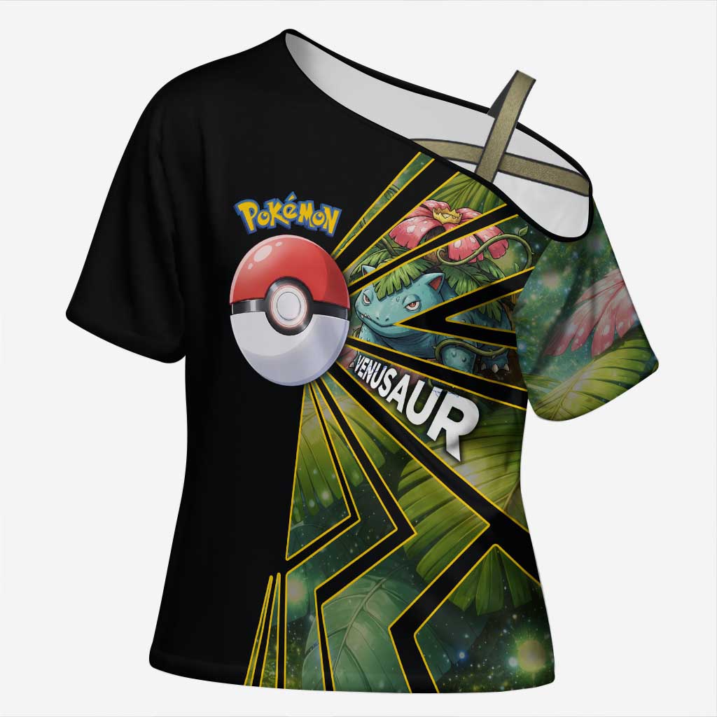 Venusaur Poké Cross Shoulder Shirt Jungle Flora Comic Style