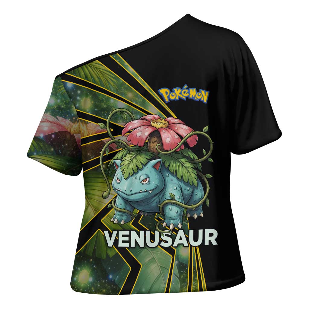 Venusaur Poké Cross Shoulder Shirt Jungle Flora Comic Style