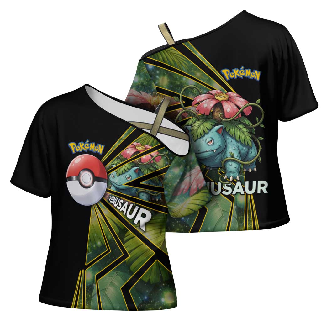 Venusaur Poké Cross Shoulder Shirt Jungle Flora Comic Style