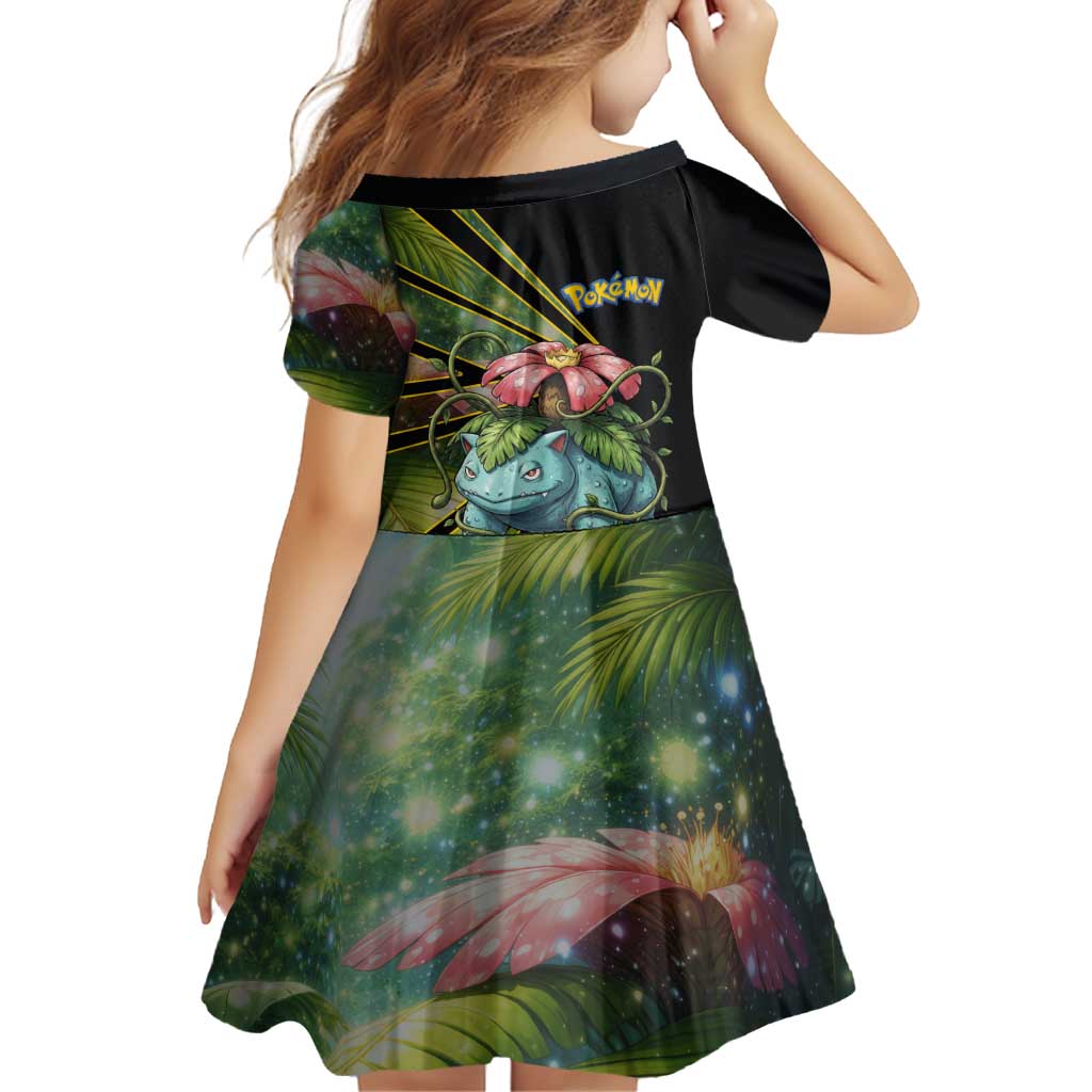 Venusaur Poké Family Matching Off The Shoulder Long Sleeve Dress and Hawaiian Shirt Jungle Flora Comic Style