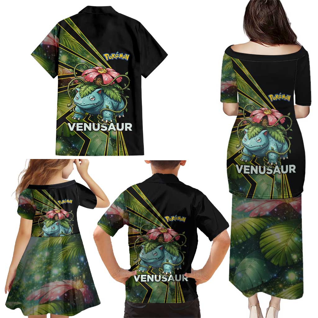 Venusaur Poké Family Matching Puletasi and Hawaiian Shirt Jungle Flora Comic Style