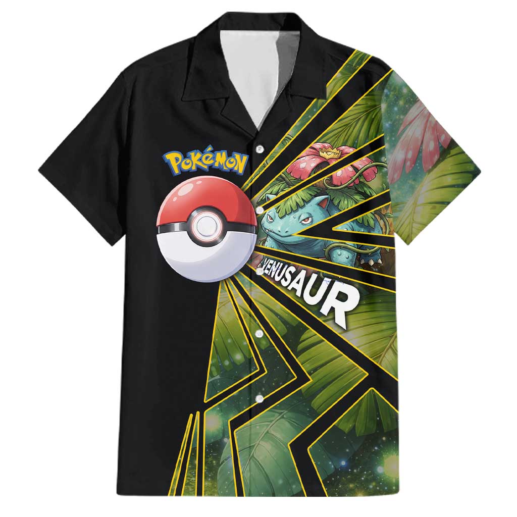 Venusaur Poké Family Matching Summer Maxi Dress and Hawaiian Shirt Jungle Flora Comic Style
