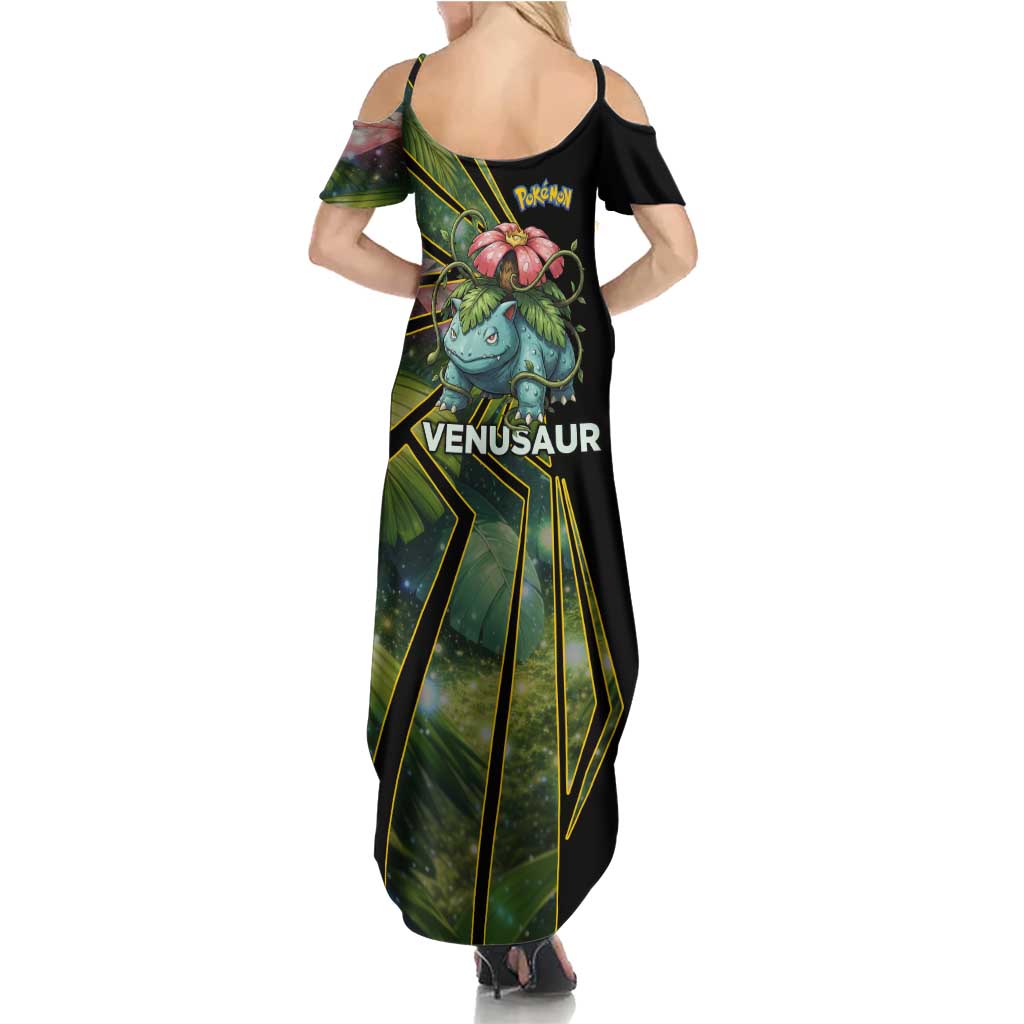 Venusaur Poké Family Matching Summer Maxi Dress and Hawaiian Shirt Jungle Flora Comic Style