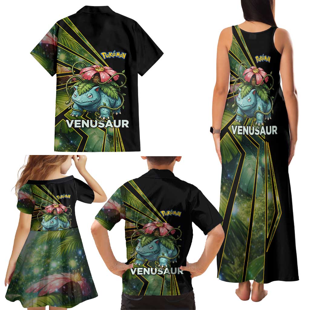 Venusaur Poké Family Matching Tank Maxi Dress and Hawaiian Shirt Jungle Flora Comic Style