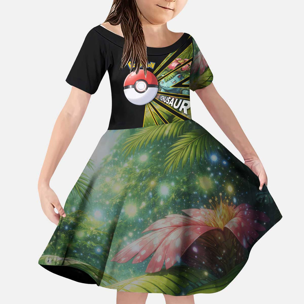 Venusaur Poké Kid Short Sleeve Dress Jungle Flora Comic Style