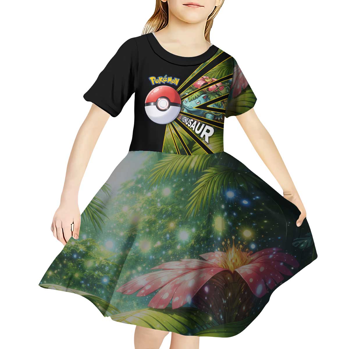 Venusaur Poké Kid Short Sleeve Dress Jungle Flora Comic Style