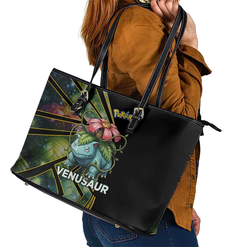 Venusaur Poké Leather Tote Bag Jungle Flora Comic Style