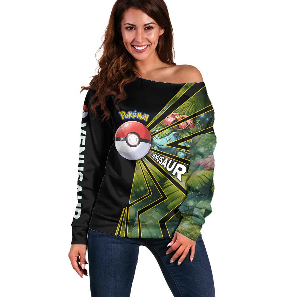 Venusaur Poké Off Shoulder Sweater Jungle Flora Comic Style