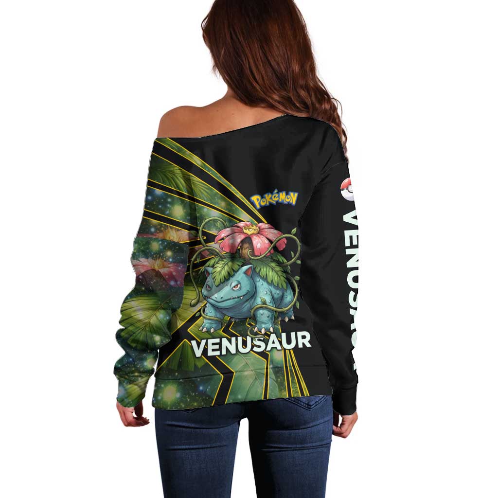 Venusaur Poké Off Shoulder Sweater Jungle Flora Comic Style