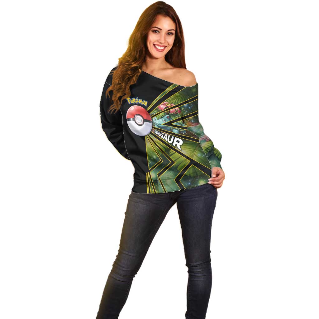 Venusaur Poké Off Shoulder Sweater Jungle Flora Comic Style