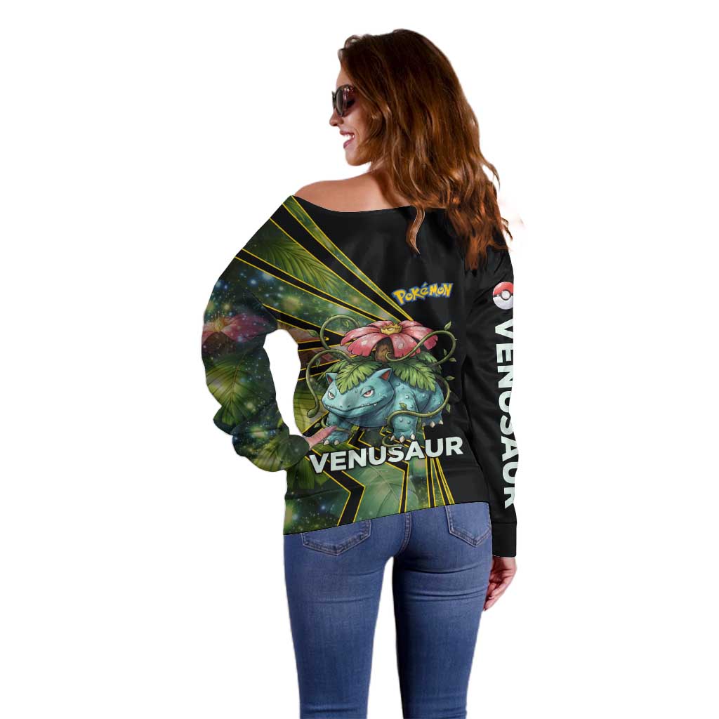 Venusaur Poké Off Shoulder Sweater Jungle Flora Comic Style