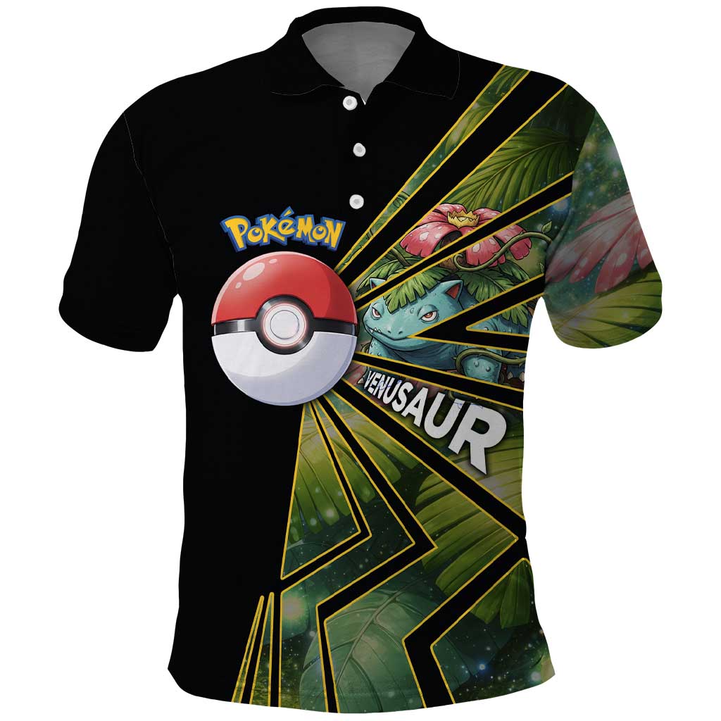 Venusaur Poké Polo Shirt Jungle Flora Comic Style
