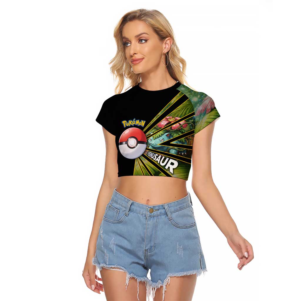 Venusaur Poké Raglan Cropped T Shirt Jungle Flora Comic Style