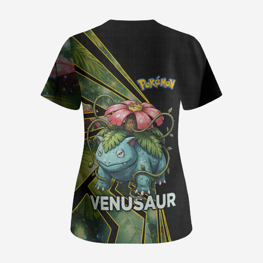 Venusaur Poké Scrub Top Jungle Flora Comic Style
