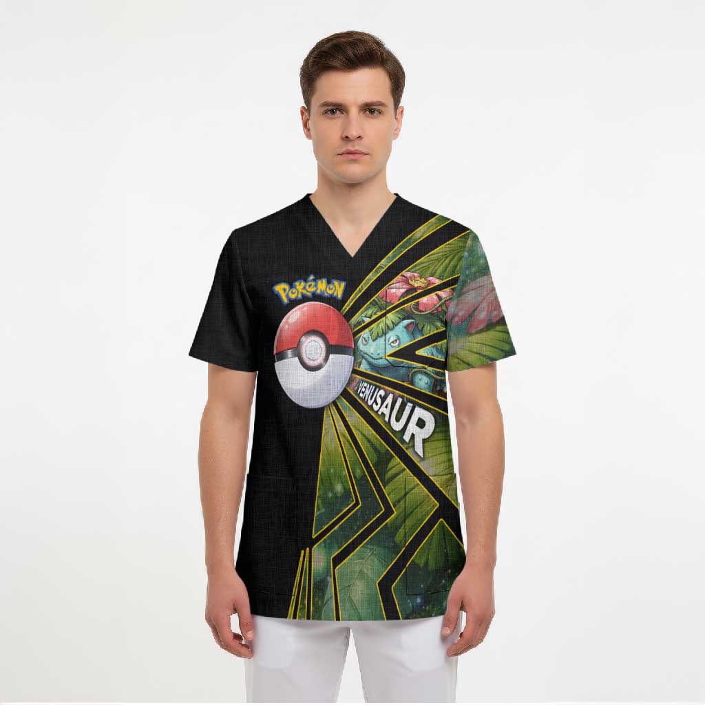 Venusaur Poké Scrub Top Jungle Flora Comic Style