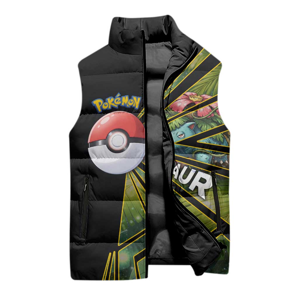 Venusaur Poké Sleeveless Puffer Jacket Jungle Flora Comic Style