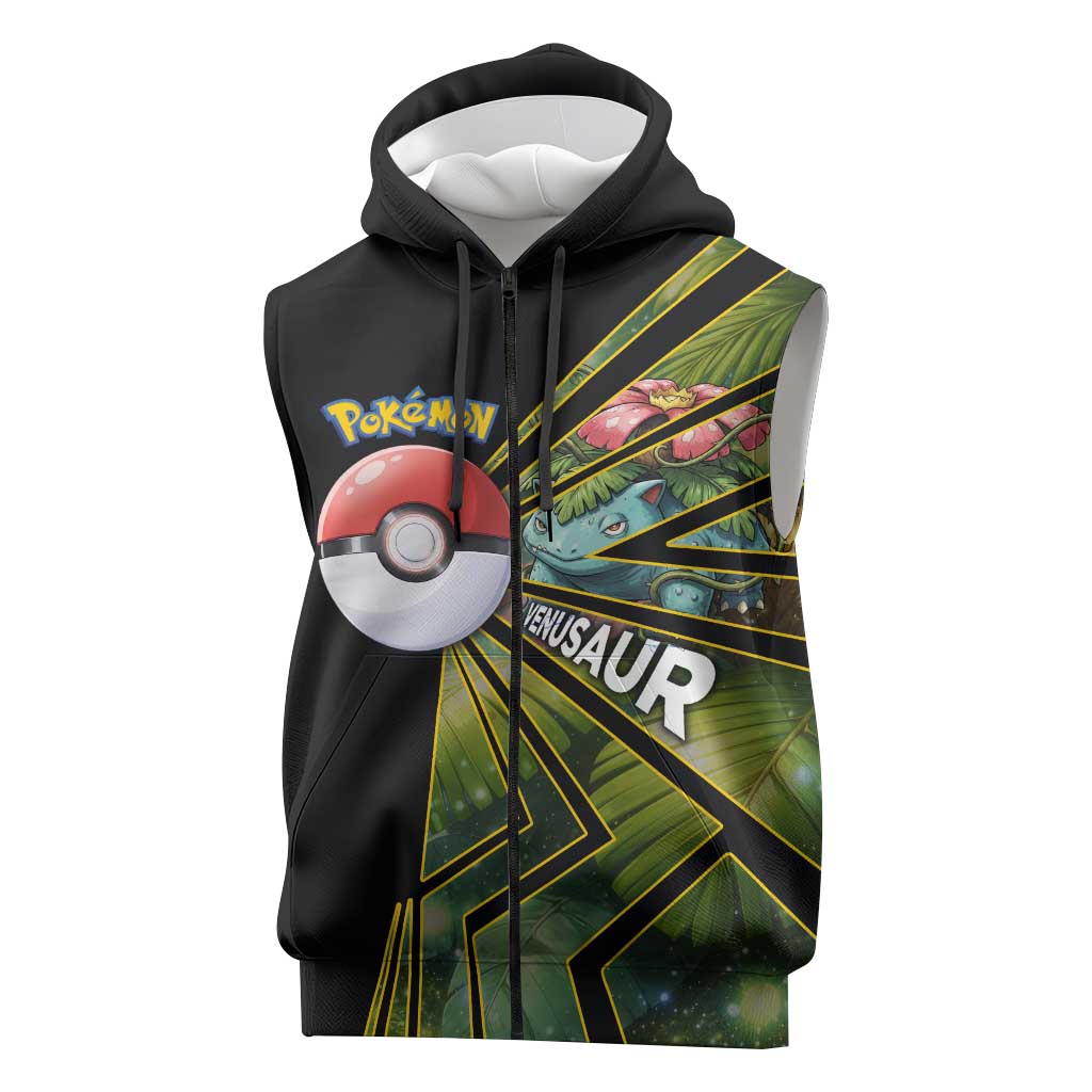 Venusaur Poké Sleeveless Zip Hoodie Jungle Flora Comic Style