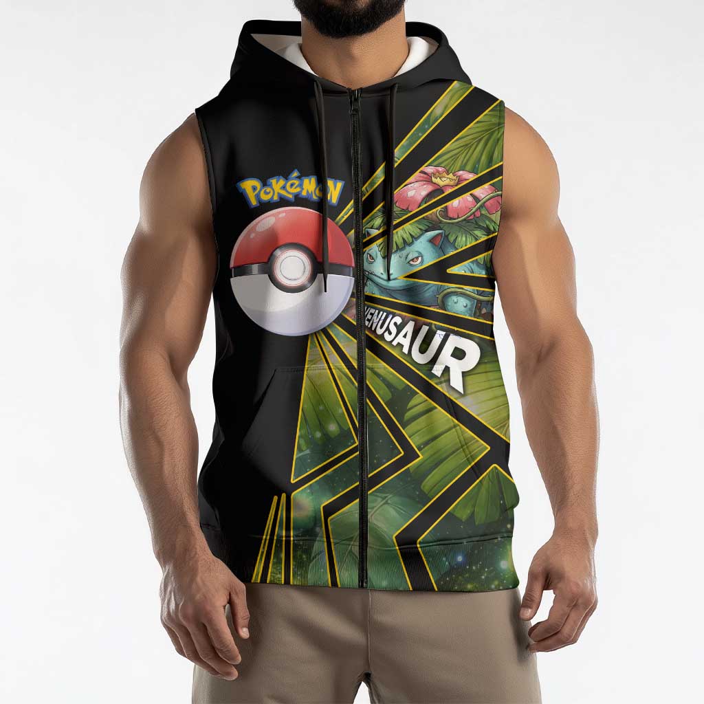Venusaur Poké Sleeveless Zip Hoodie Jungle Flora Comic Style