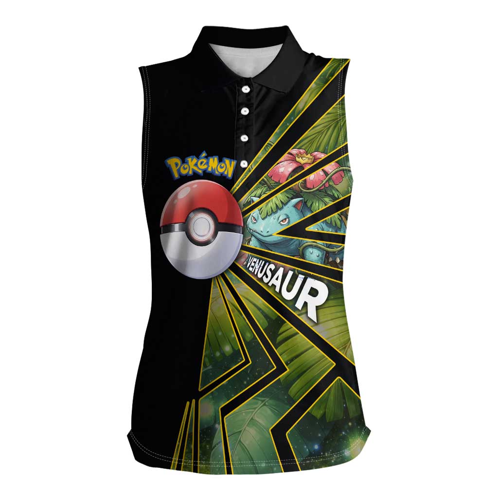 Venusaur Poké Women Sleeveless Polo Shirt Jungle Flora Comic Style