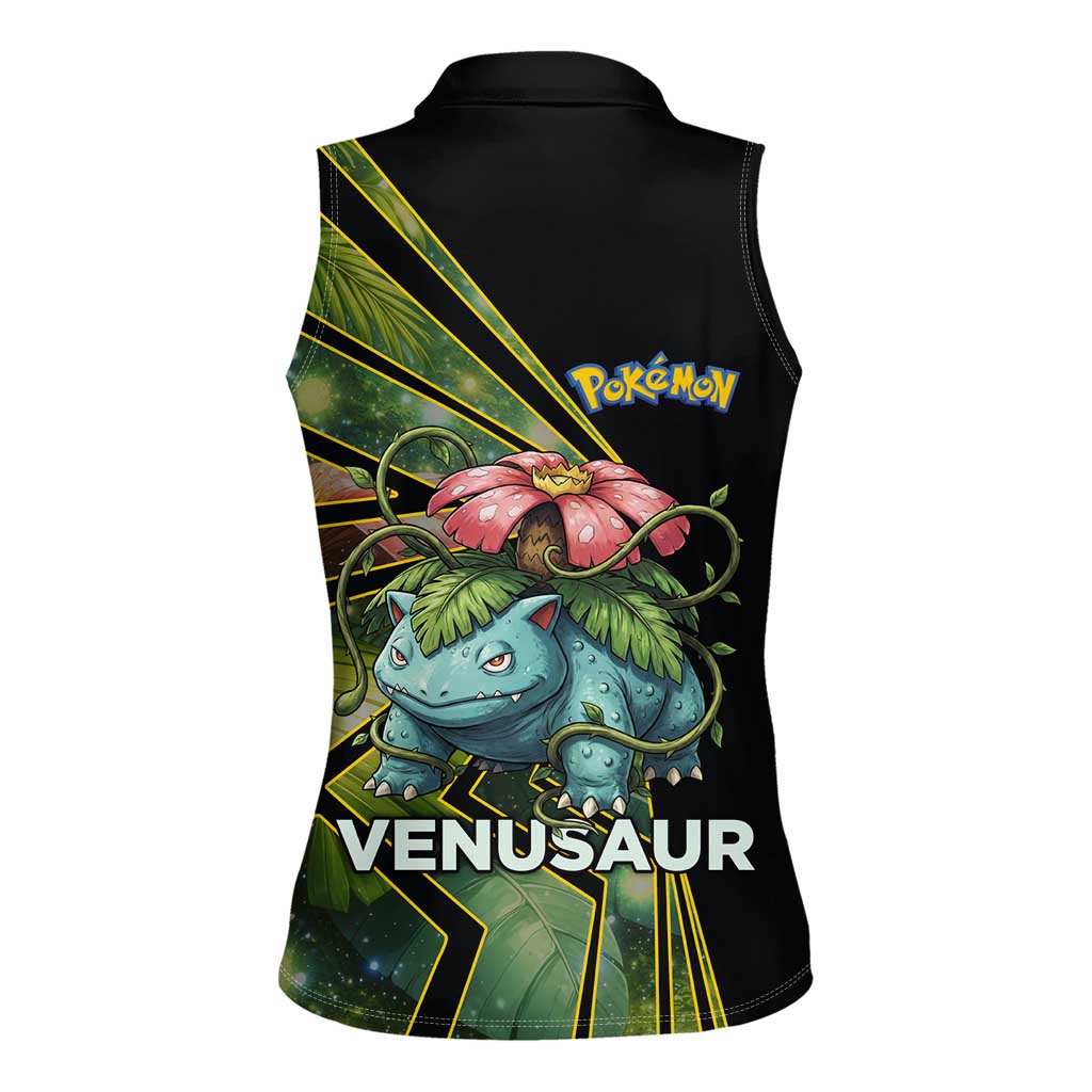 Venusaur Poké Women Sleeveless Polo Shirt Jungle Flora Comic Style