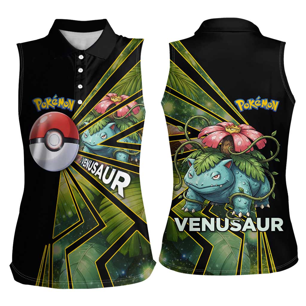 Venusaur Poké Women Sleeveless Polo Shirt Jungle Flora Comic Style