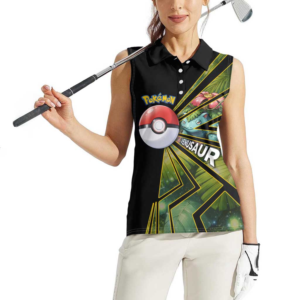 Venusaur Poké Women Sleeveless Polo Shirt Jungle Flora Comic Style