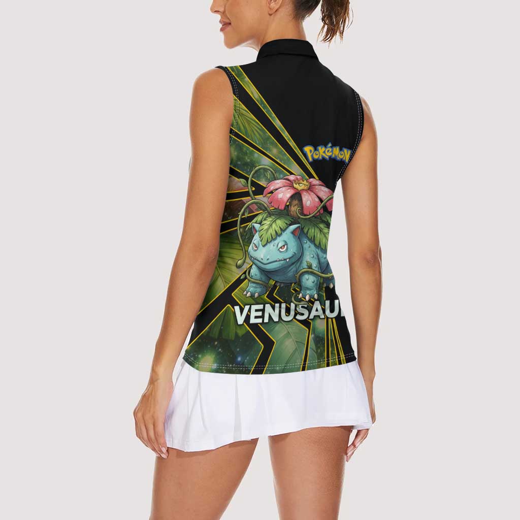 Venusaur Poké Women Sleeveless Polo Shirt Jungle Flora Comic Style