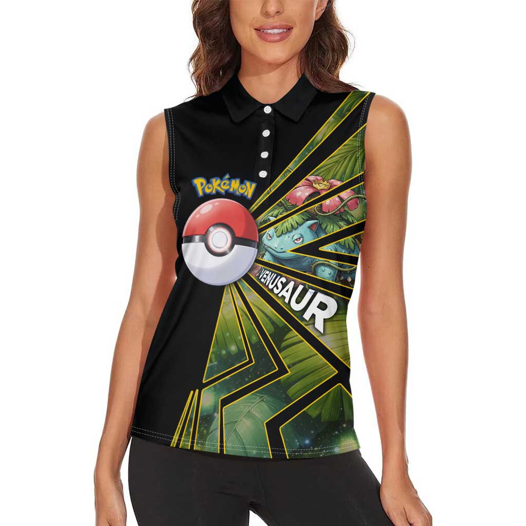 Venusaur Poké Women Sleeveless Polo Shirt Jungle Flora Comic Style