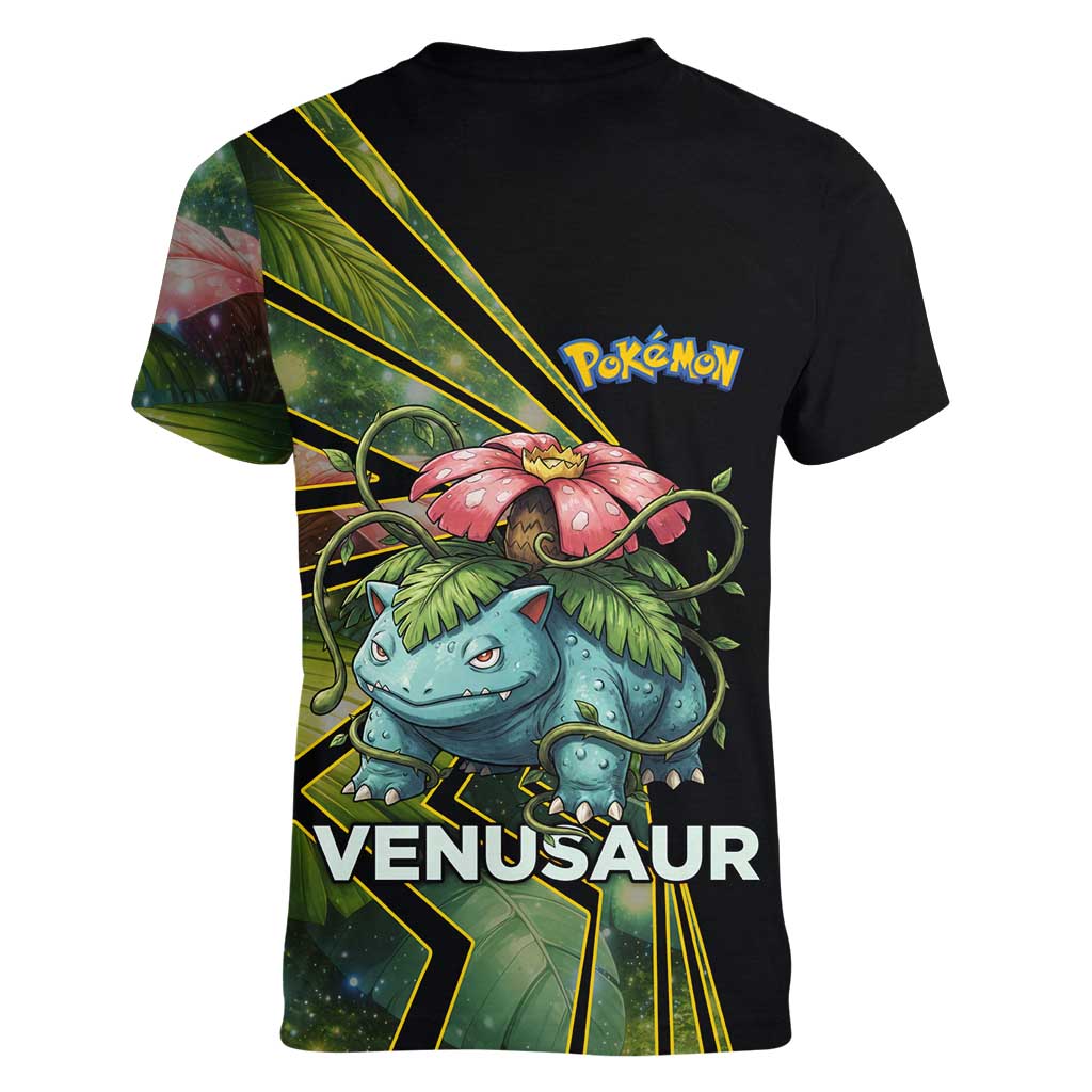Venusaur Poké Women V-Neck T-Shirt Jungle Flora Comic Style