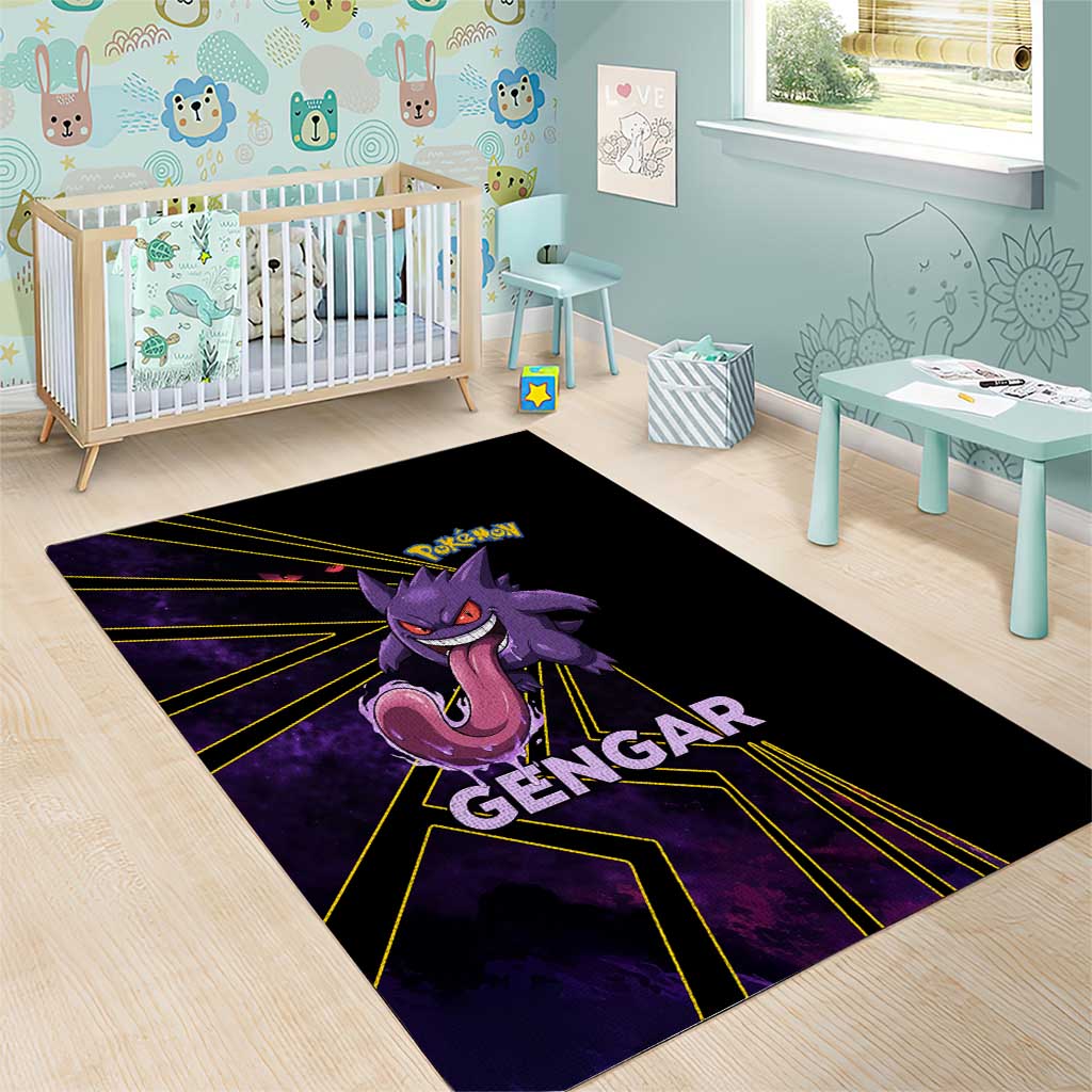 Gengar Poké Area Rug Neon Shadow Comic Style