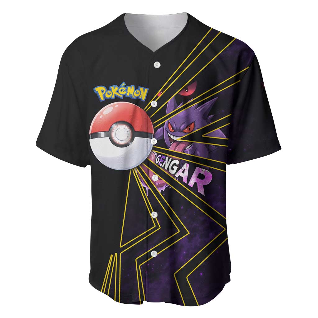 Gengar Poké Baseball Jersey Neon Shadow Comic Style