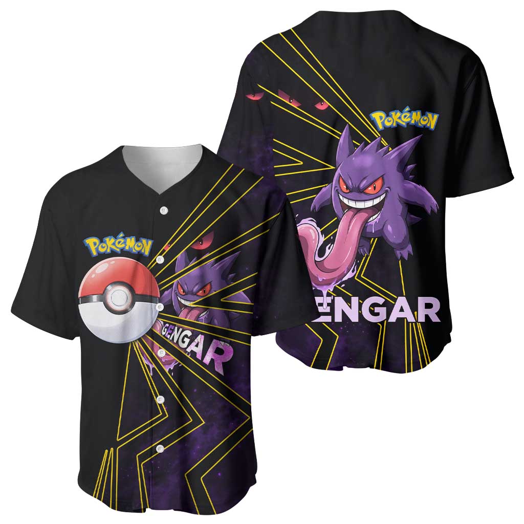 Gengar Poké Baseball Jersey Neon Shadow Comic Style