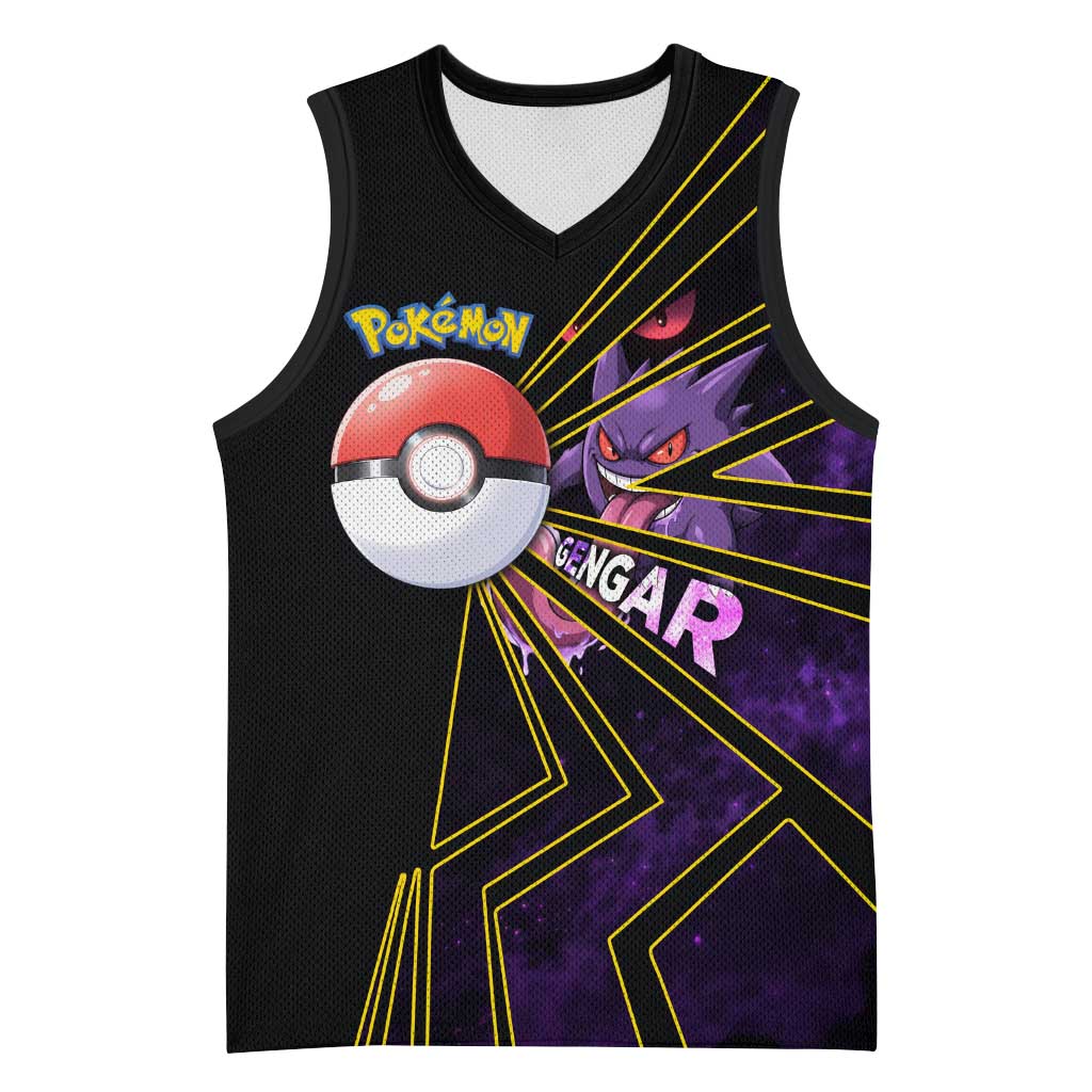 Gengar Poké Basketball Jersey Neon Shadow Comic Style