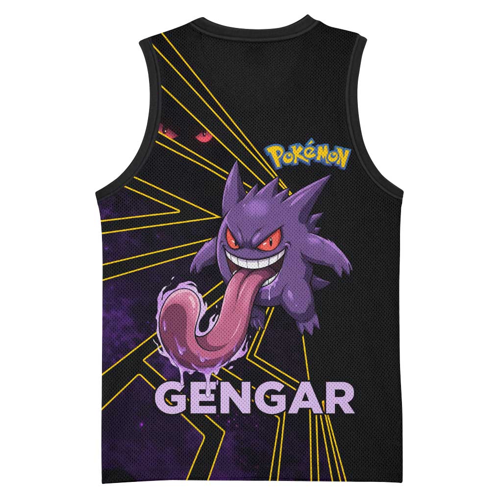 Gengar Poké Basketball Jersey Neon Shadow Comic Style