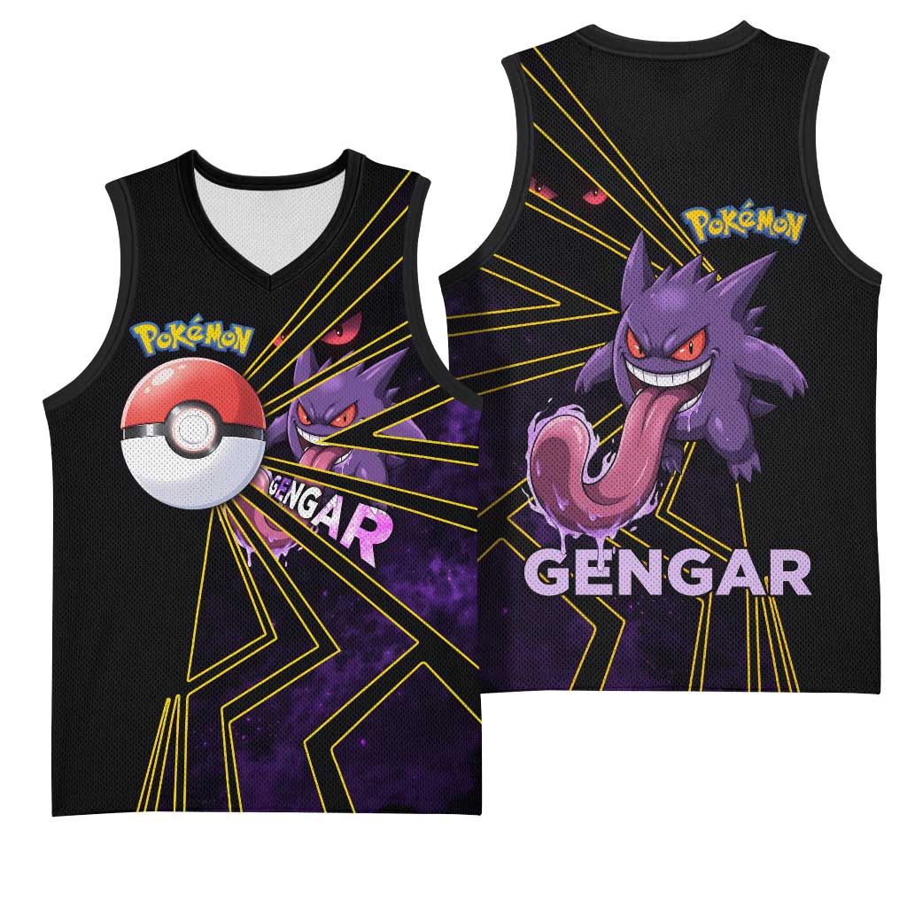 Gengar Poké Basketball Jersey Neon Shadow Comic Style