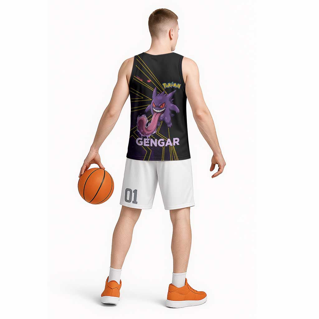 Gengar Poké Basketball Jersey Neon Shadow Comic Style