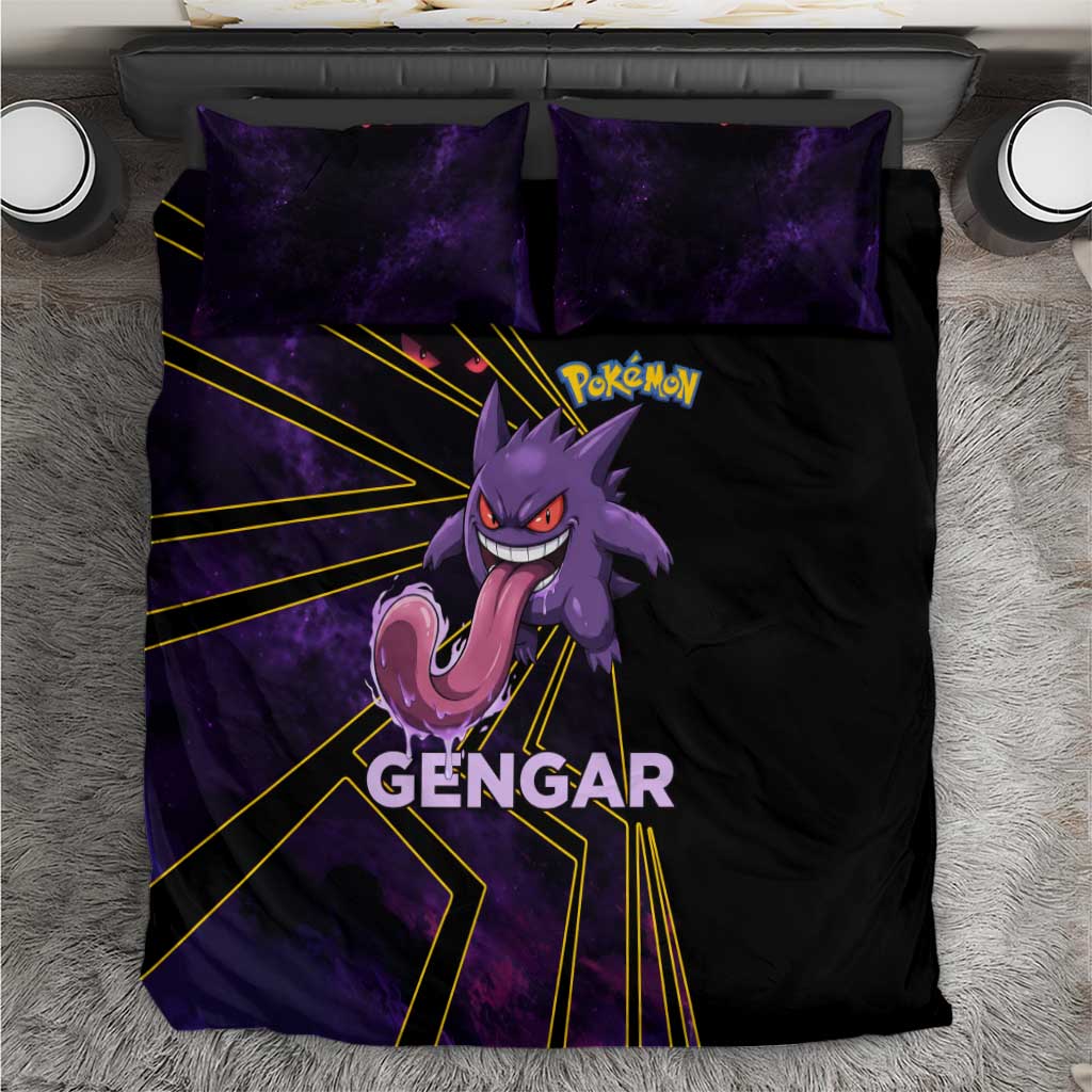 Gengar Poké Bedding Set Neon Shadow Comic Style