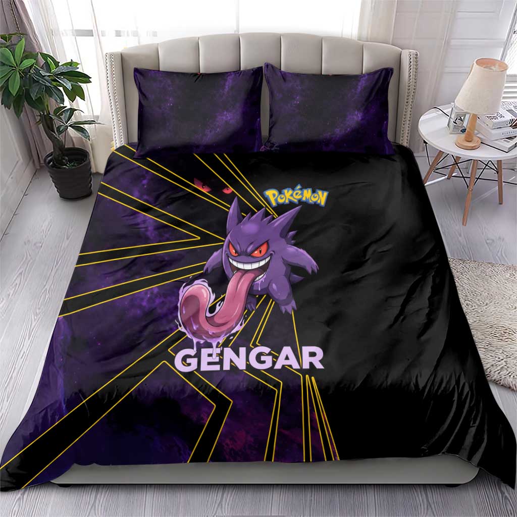Gengar Poké Bedding Set Neon Shadow Comic Style