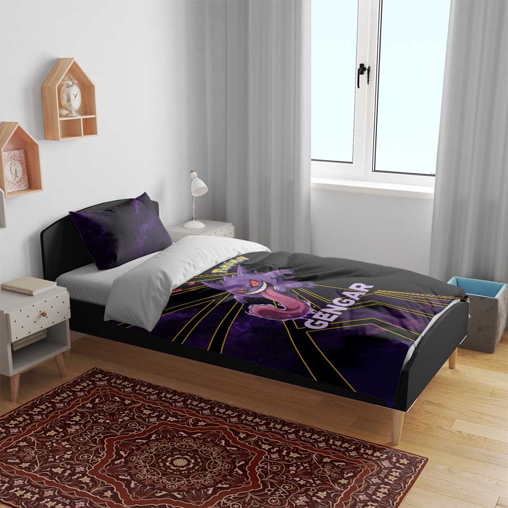 Gengar Poké Bedding Set Neon Shadow Comic Style