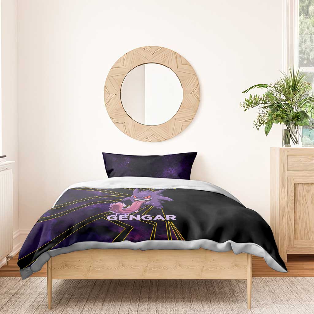 Gengar Poké Bedding Set Neon Shadow Comic Style
