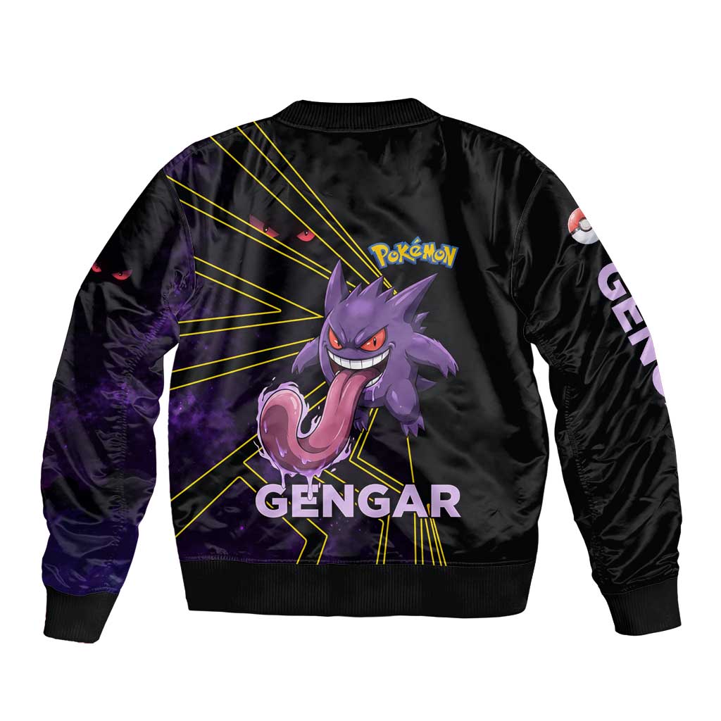 Gengar Poké Bomber Jacket Neon Shadow Comic Style