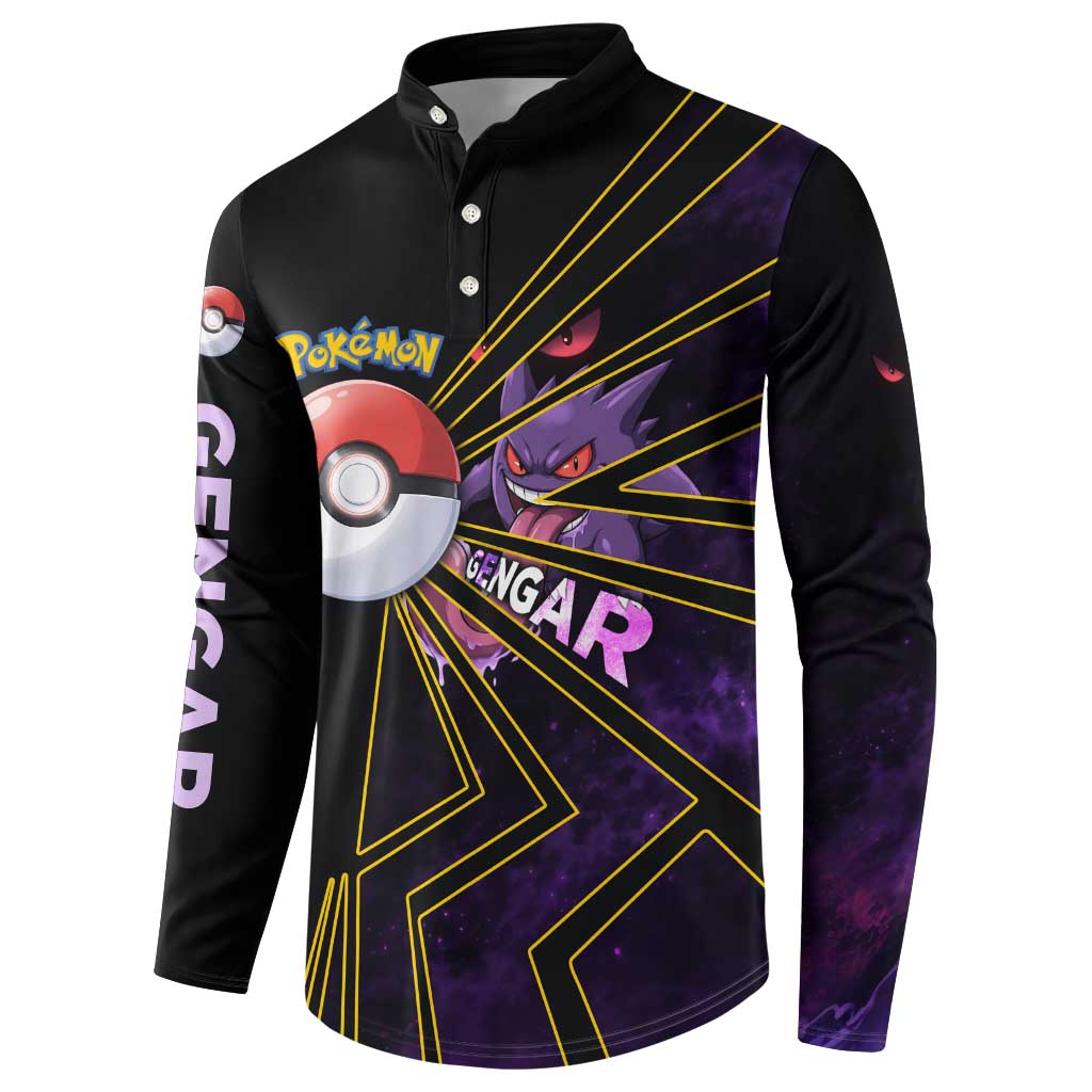 Gengar Poké Button Sweatshirt Neon Shadow Comic Style