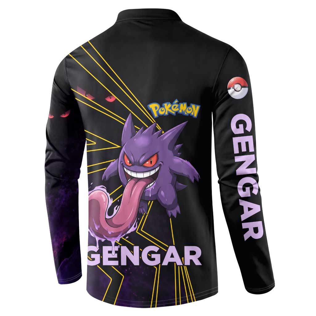 Gengar Poké Button Sweatshirt Neon Shadow Comic Style