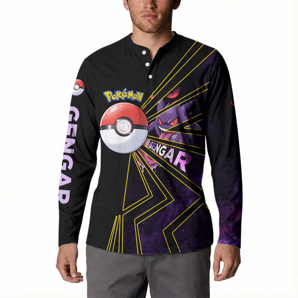 Gengar Poké Button Sweatshirt Neon Shadow Comic Style