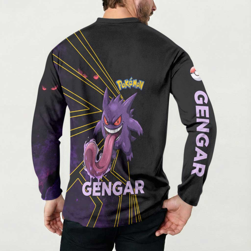 Gengar Poké Button Sweatshirt Neon Shadow Comic Style